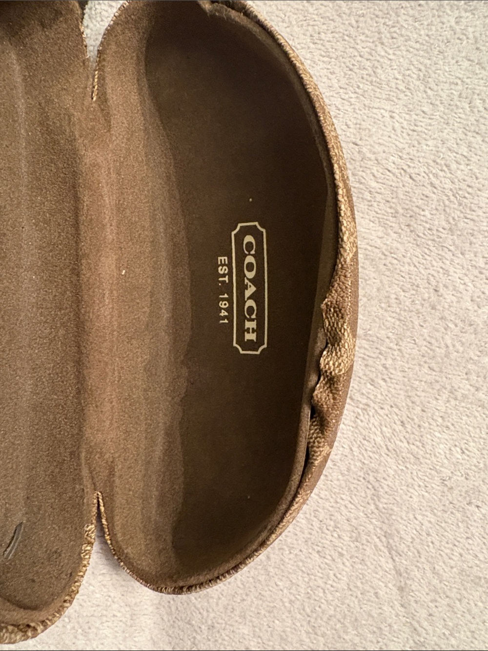 Coach Brown Signature Pattern Sunglass Case - Picture 2 of 3